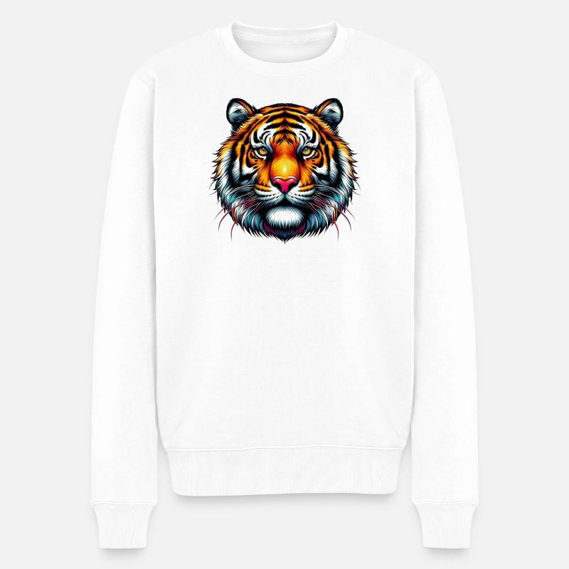 Tiger - Männer Premium Bio Pullover - Weiß