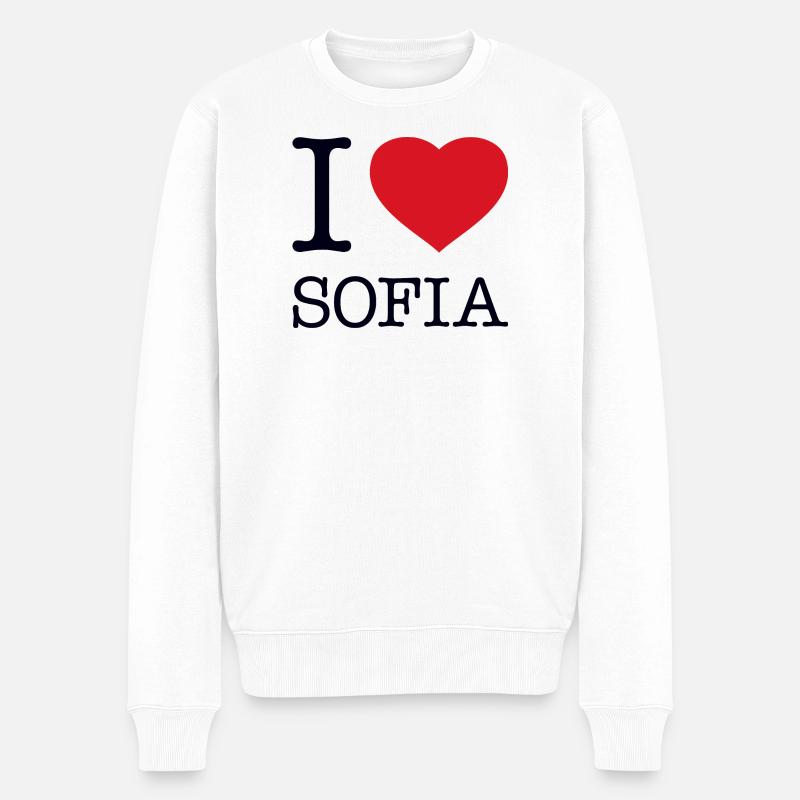 I LOVE SOFIA - Männer Premium Bio Pullover - Weiß