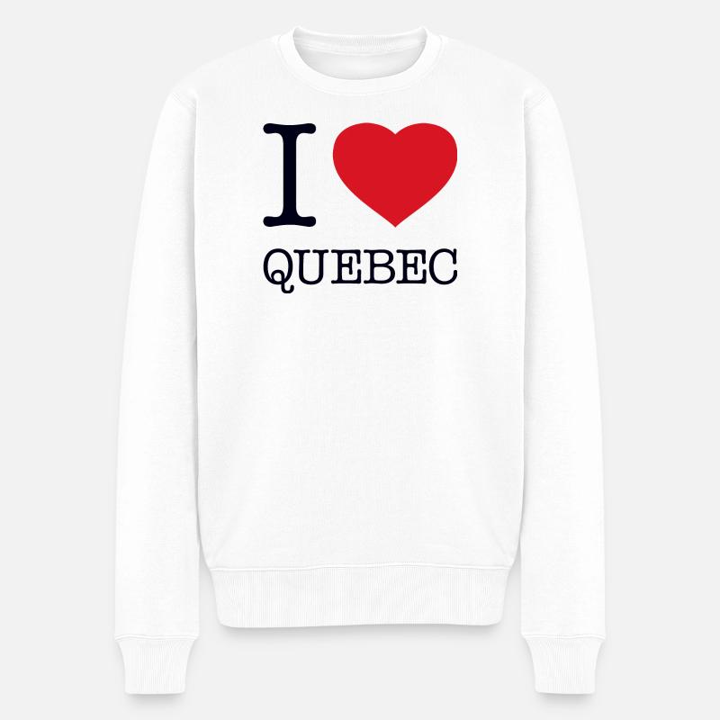 I LOVE QUEBEC - Männer Premium Bio Pullover - Weiß
