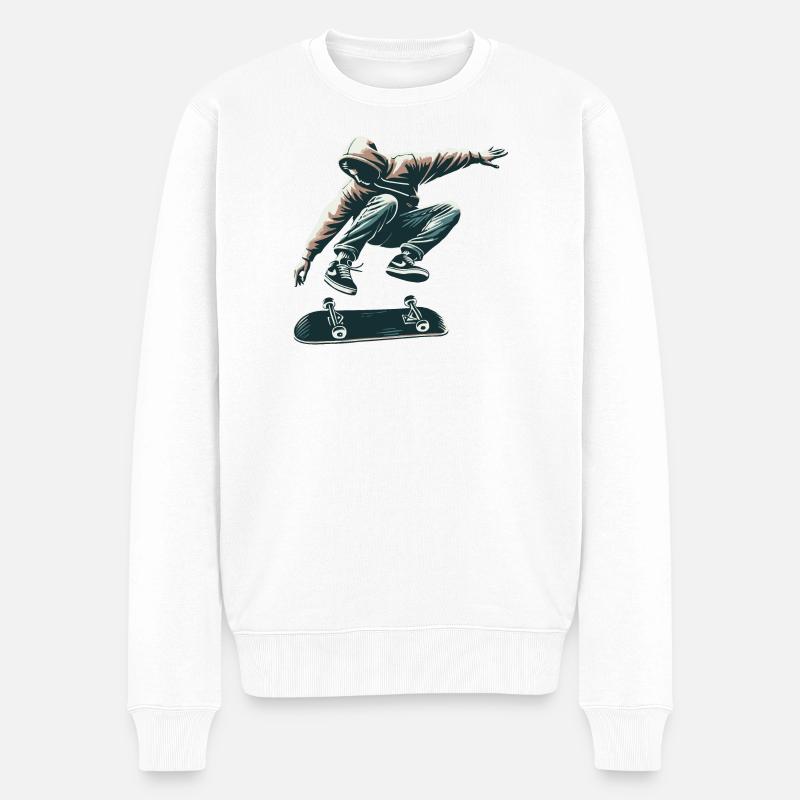 Skater - Männer Premium Bio Pullover - Weiß