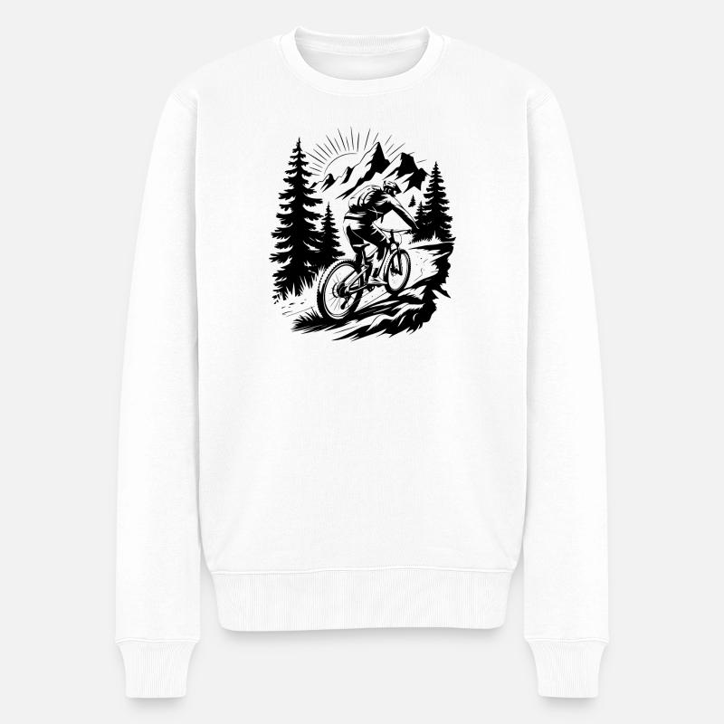 MTB Mountainbike - Männer Premium Bio Pullover - Weiß