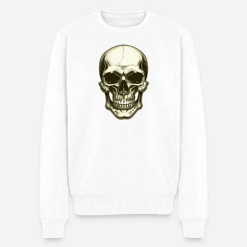 Crâne tête de mort - Pull Premium bio Homme - blanc