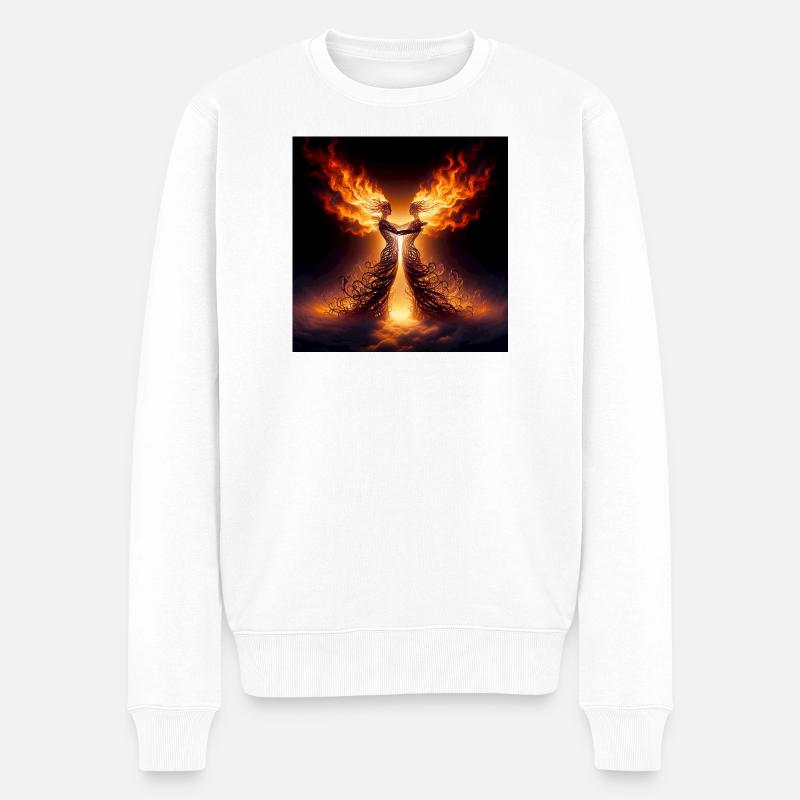Zwillingsflammen - Männer Premium Bio Pullover - Weiß