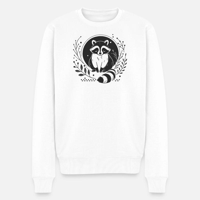 Waschbär – Charmante Tier Illustration - Männer Premium Bio Pullover - Weiß