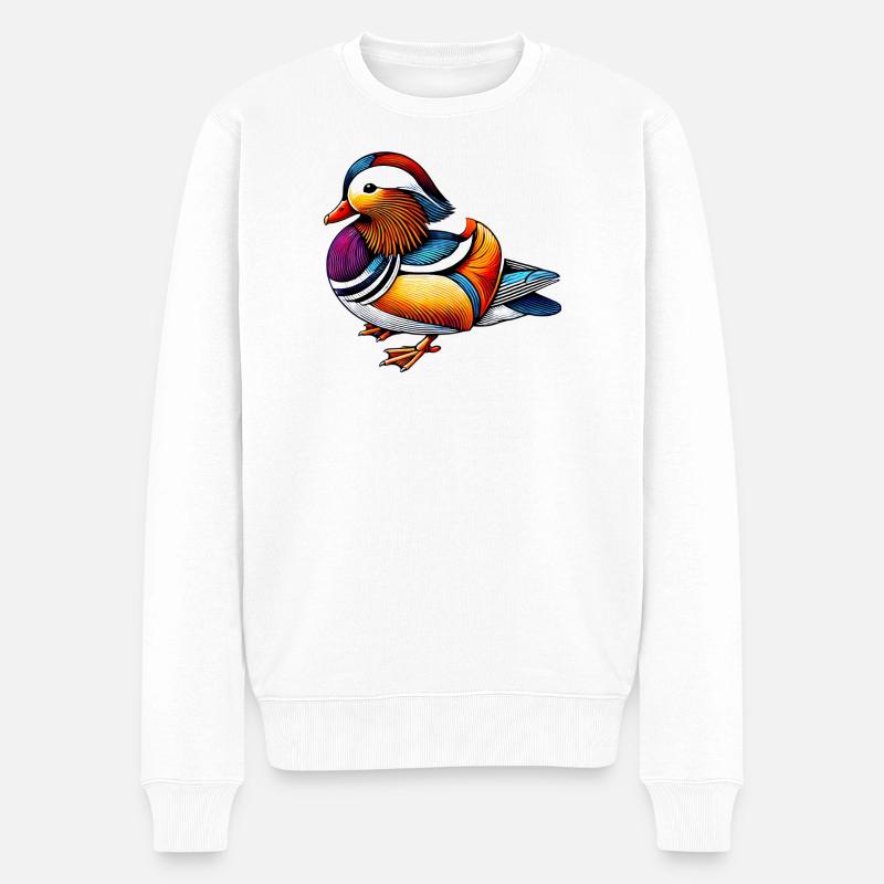 Canard mandarin - Pull Premium bio Homme - blanc