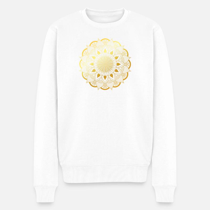 Goldenes Mandala - Männer Premium Bio Pullover - Weiß