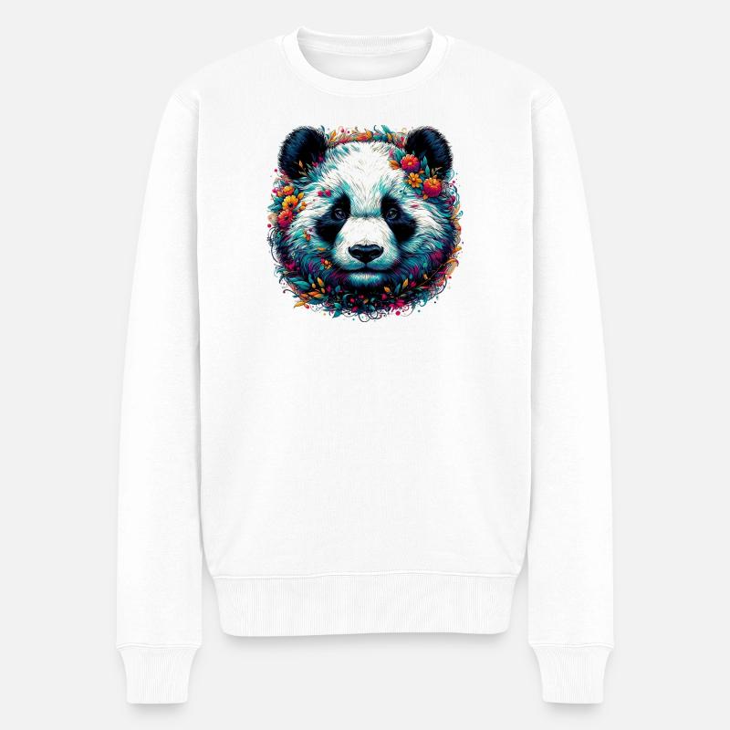 Panda - Männer Premium Bio Pullover - Weiß