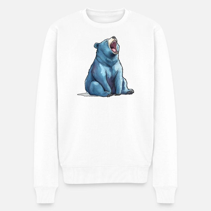 Aquarelle Ours Bleu - Pull Premium bio Homme - blanc