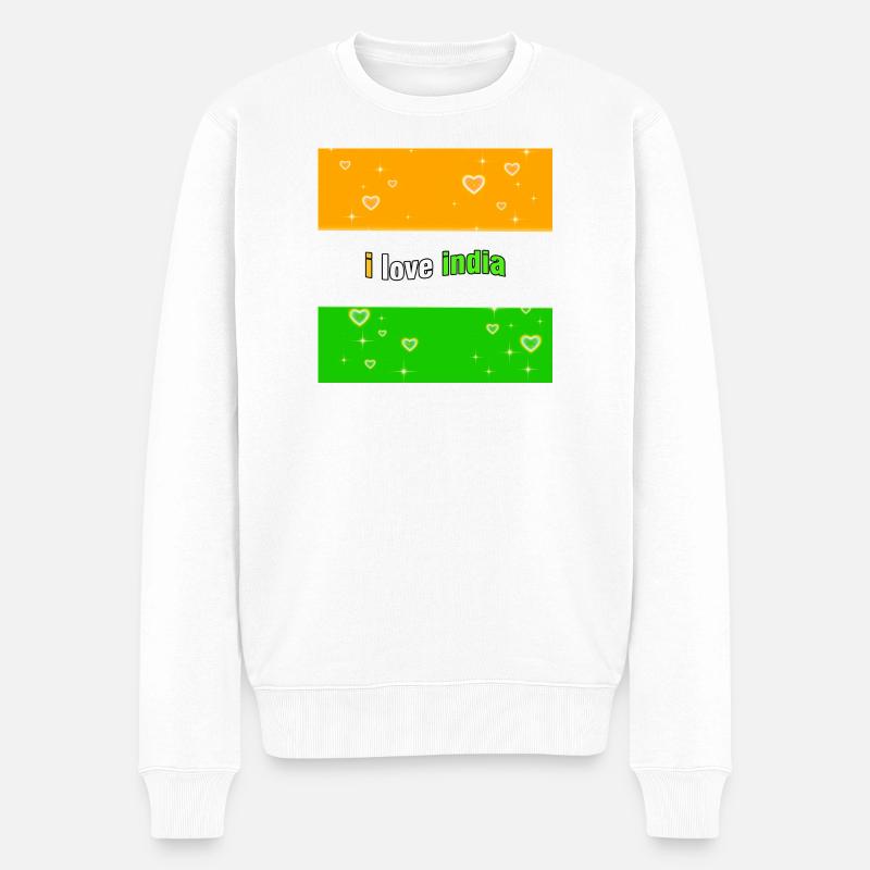 Ich liebe Indien - Männer Premium Bio Pullover - Weiß