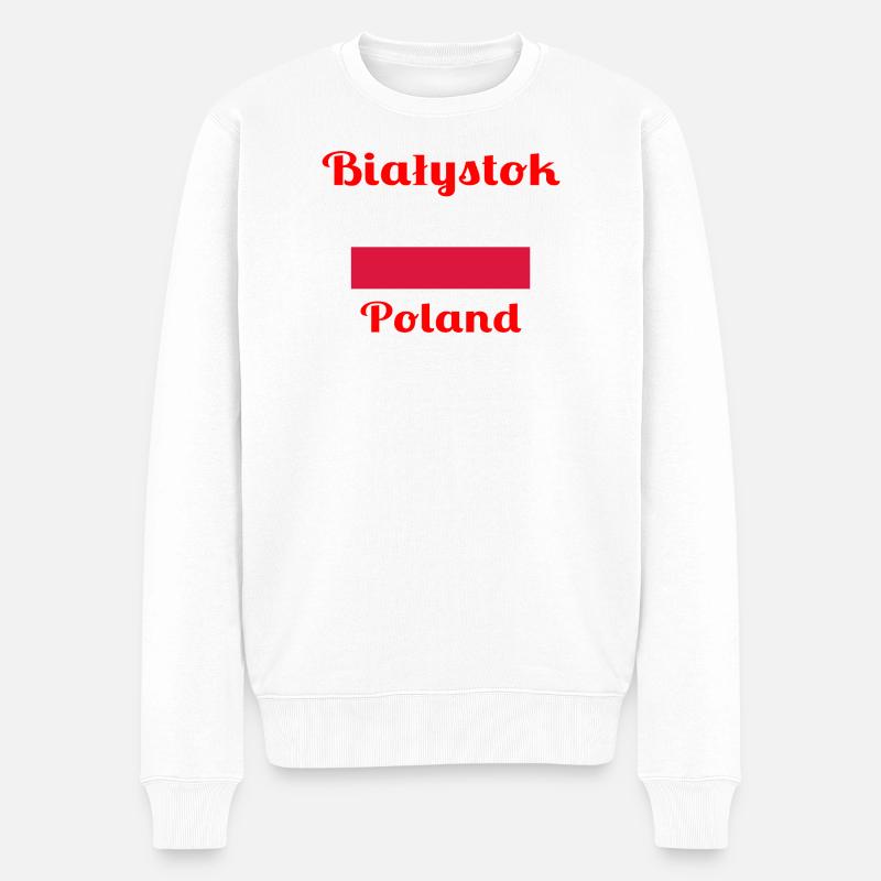 Białystok, Pologne - Imprimés élégants - Pull Premium bio Homme - blanc