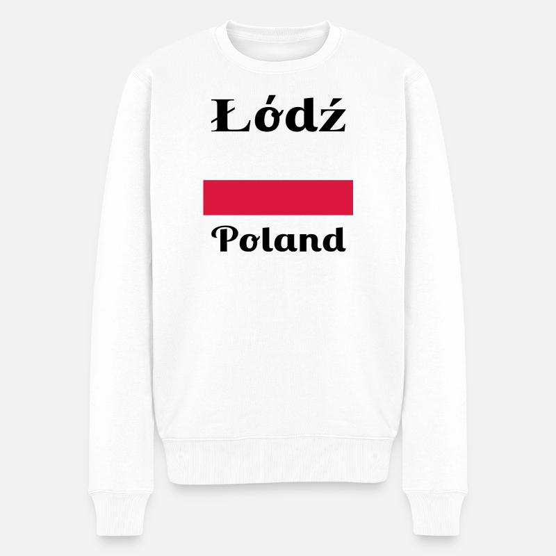 Łódź, Polen - Stilvolle Drucke - Männer Premium Bio Pullover - Weiß