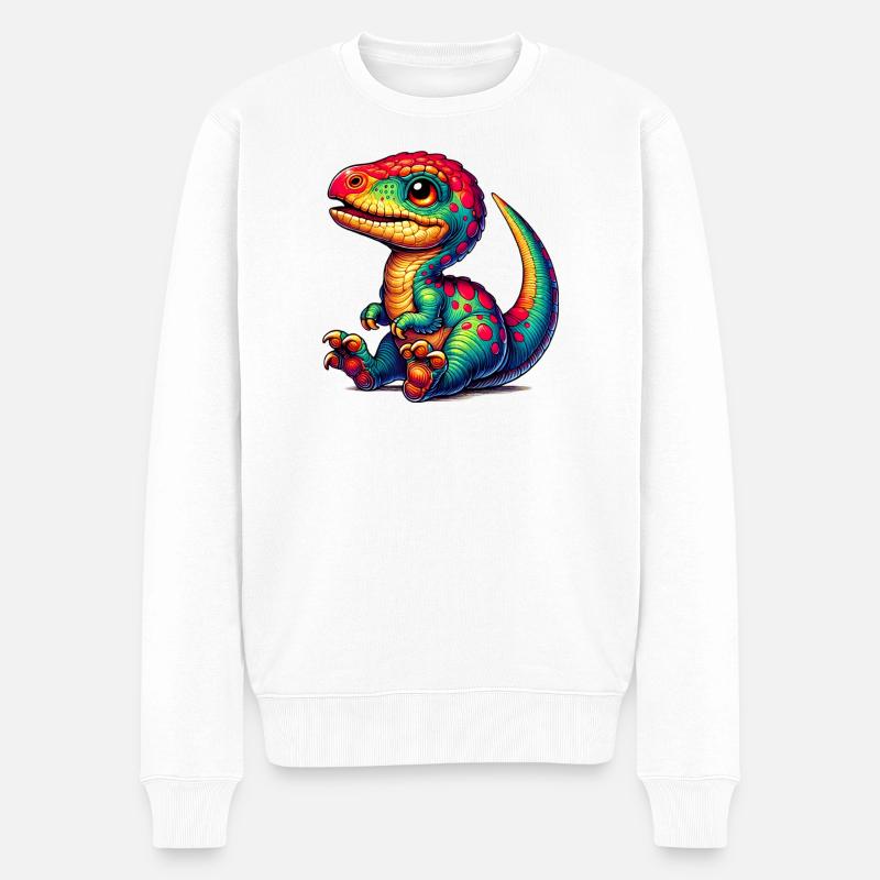 Dinosaurier - Männer Premium Bio Pullover - Weiß