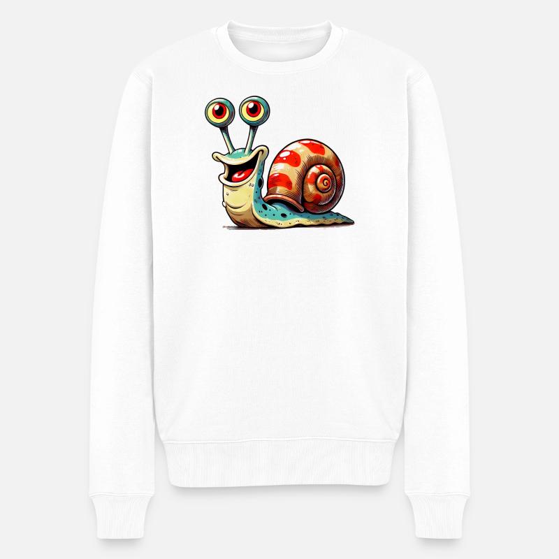Schnecke - Männer Premium Bio Pullover - Weiß