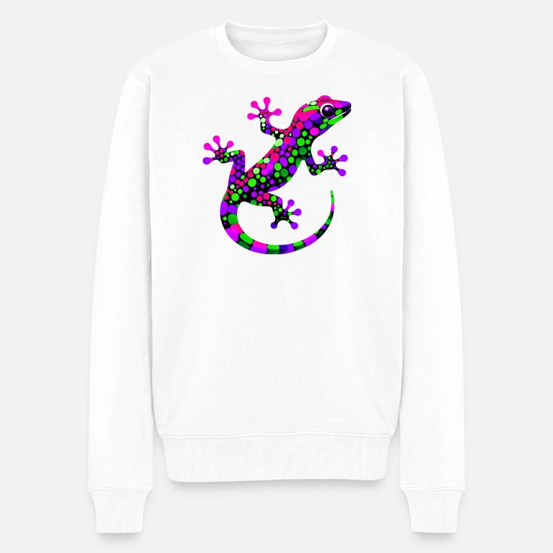 Gecko - Männer Premium Bio Pullover - Weiß