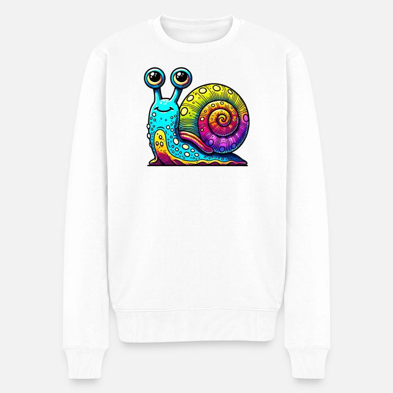 Schnecke - Männer Premium Bio Pullover - Weiß