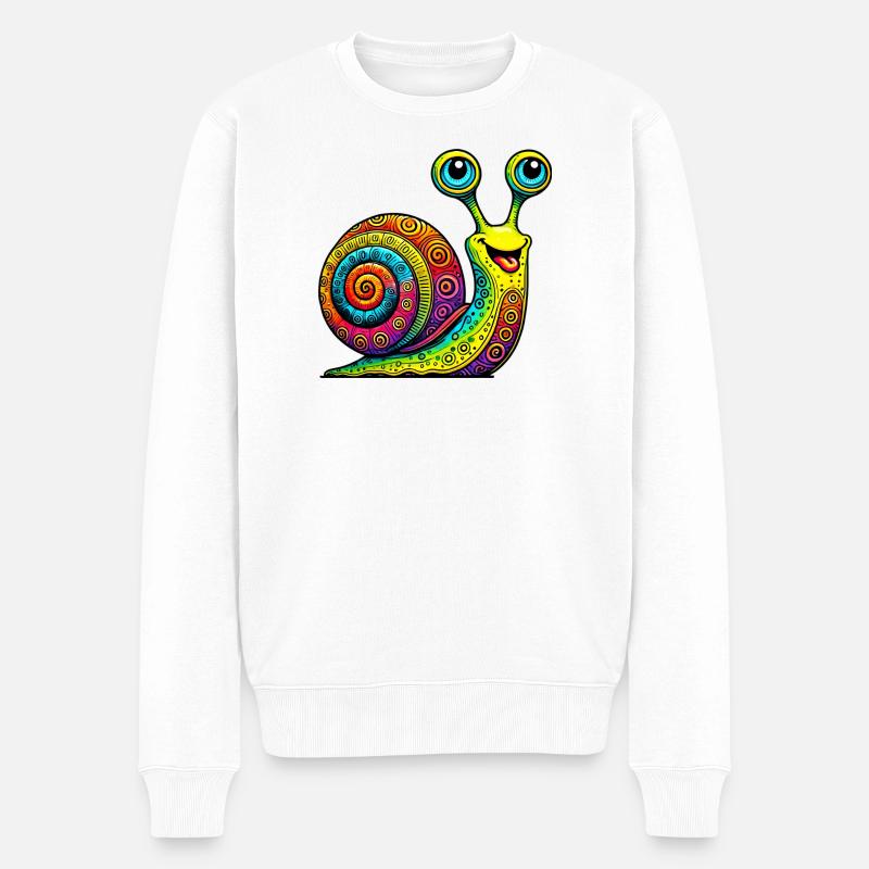 Schnecke - Männer Premium Bio Pullover - Weiß