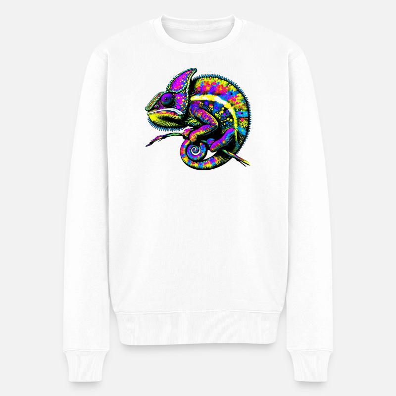 Chamäleon - Männer Premium Bio Pullover - Weiß