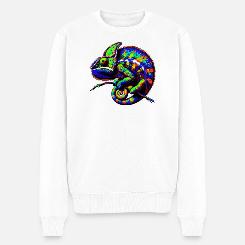 Chamäleon - Männer Premium Bio Pullover - Weiß