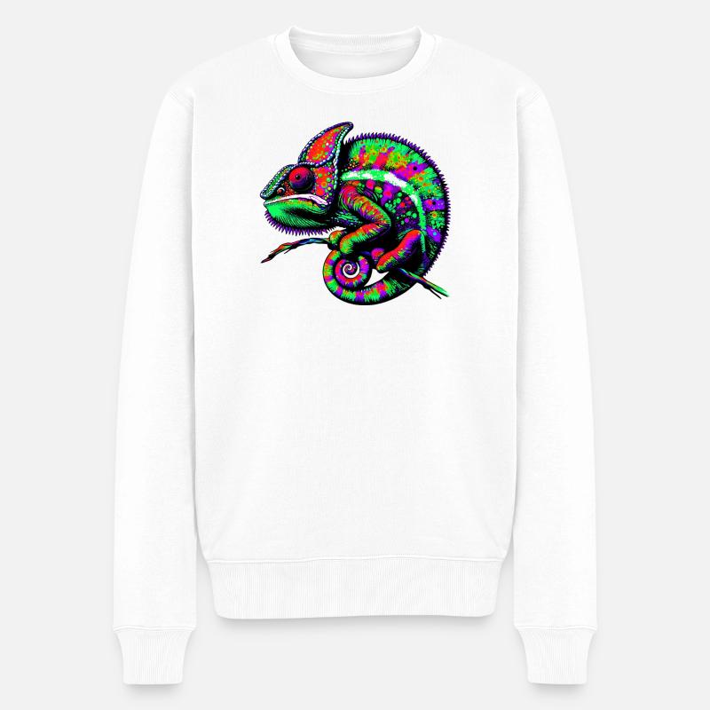 Chamäleon - Männer Premium Bio Pullover - Weiß