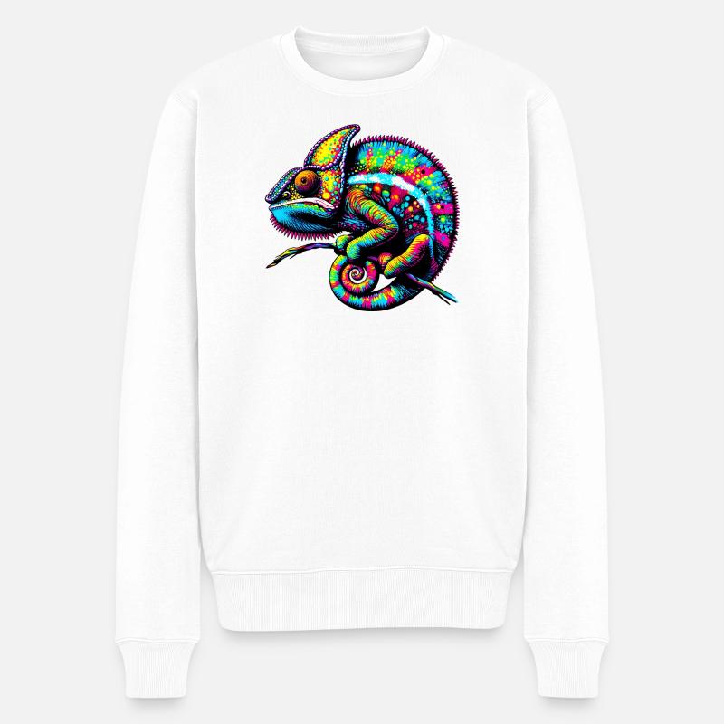 Chamäleon - Männer Premium Bio Pullover - Weiß
