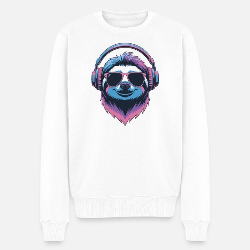 Faultier Groove Steuersatz Vibe - Männer Premium Bio Pullover - Weiß
