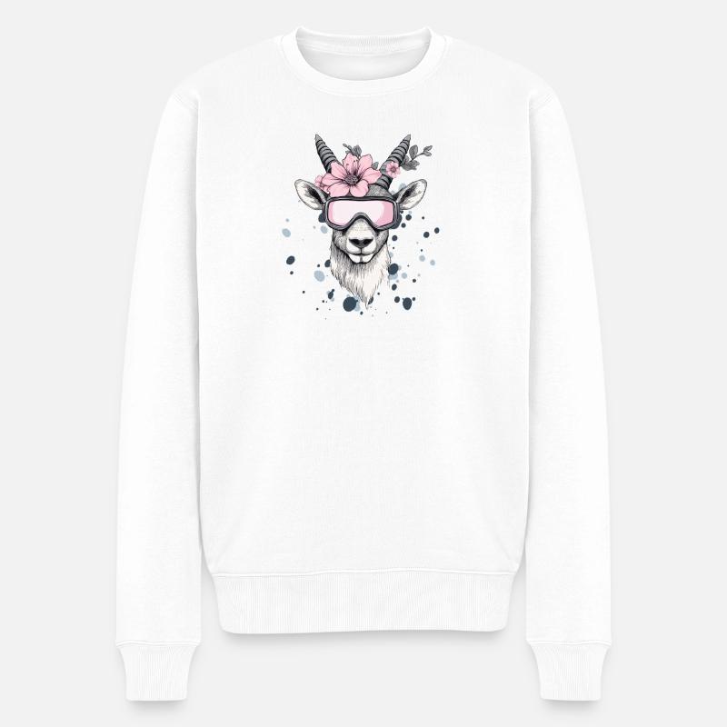 Steinbock Agnes - Männer Premium Bio Pullover - Weiß