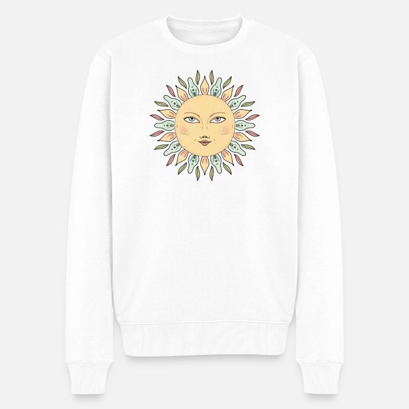 Sonnengesicht Mandala Stil - Männer Premium Bio Pullover - Weiß