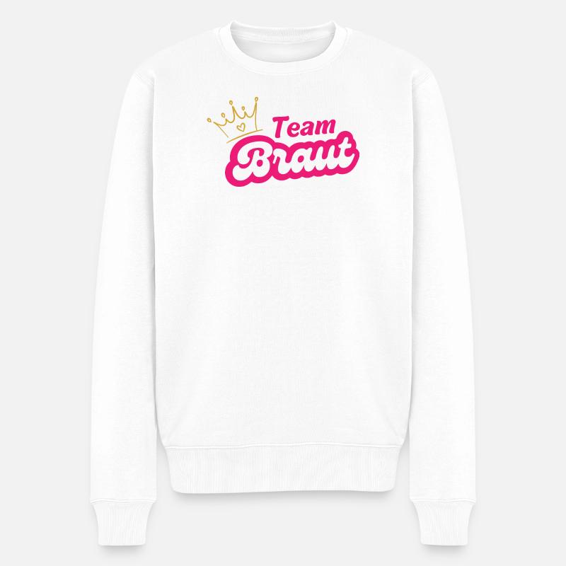 Team Braut Kronen Pink Design - Männer Premium Bio Pullover - Weiß