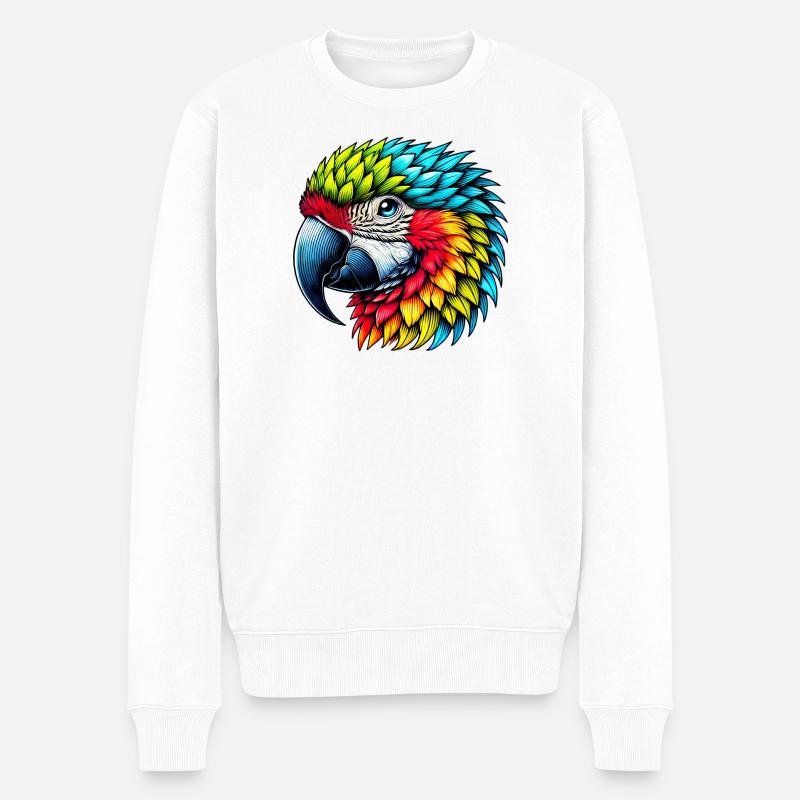 Papagei - Männer Premium Bio Pullover - Weiß
