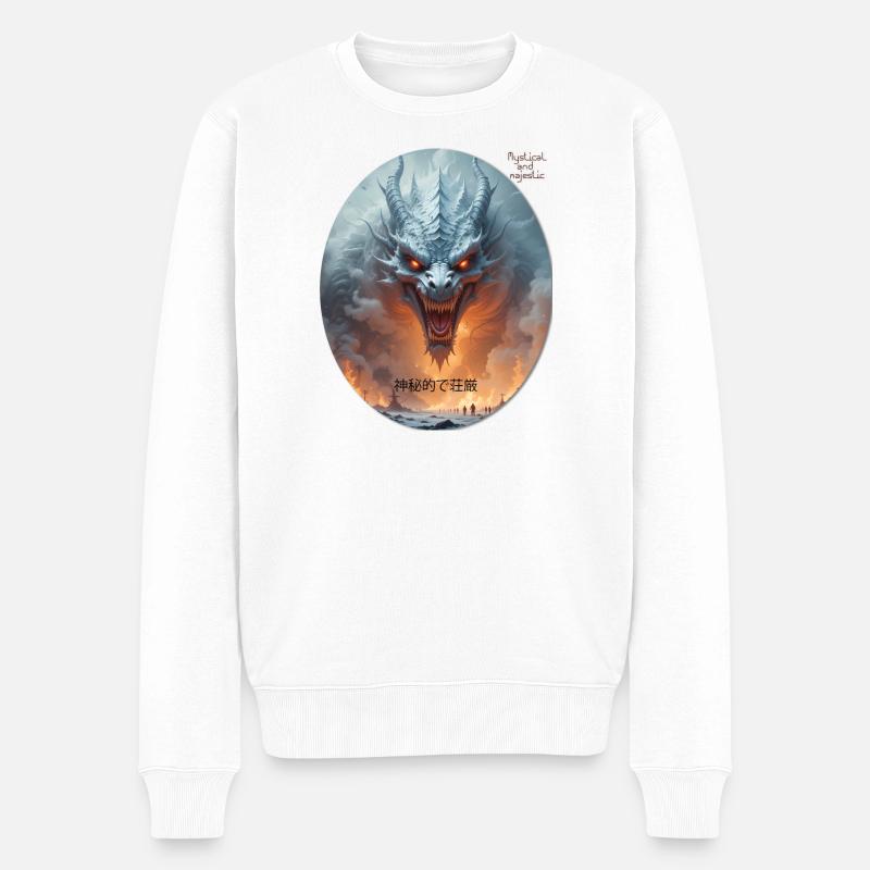 majestätischer mythischer Drache WING OF FIRES LEGEND - Männer Premium Bio Pullover - Weiß