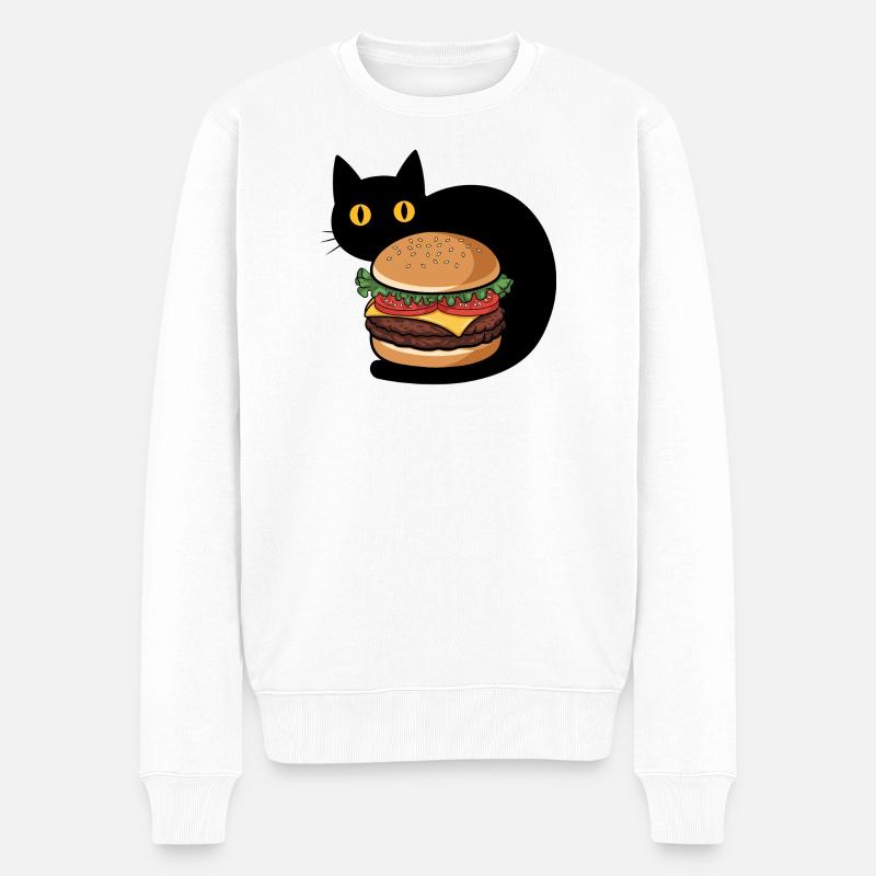Burger Chat - Pull Premium bio Homme - blanc