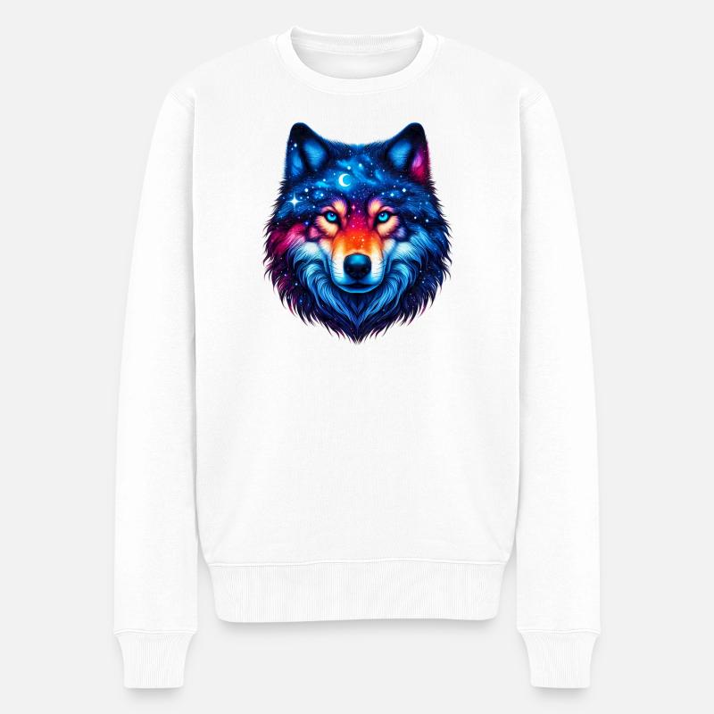 Wolf - Männer Premium Bio Pullover - Weiß