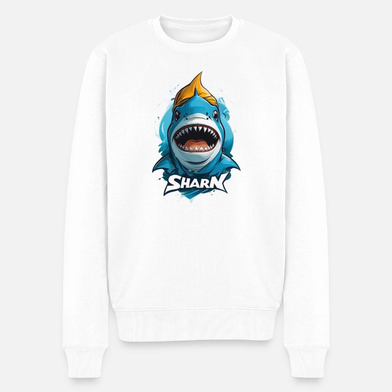 Hai - Männer Premium Bio Pullover - Weiß