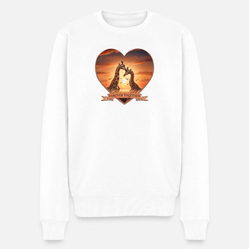 Forever Wild: Herz-Design mit Giraffen - Männer Premium Bio Pullover - Weiß