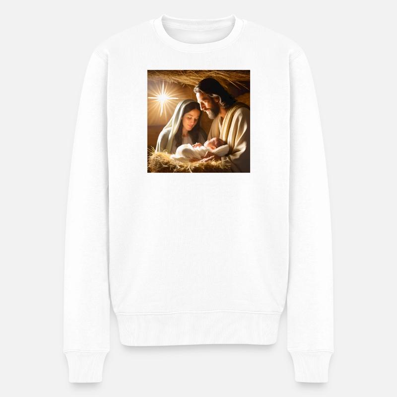 Jesus, Katholik, Jesus Christus - Männer Premium Bio Pullover - Weiß