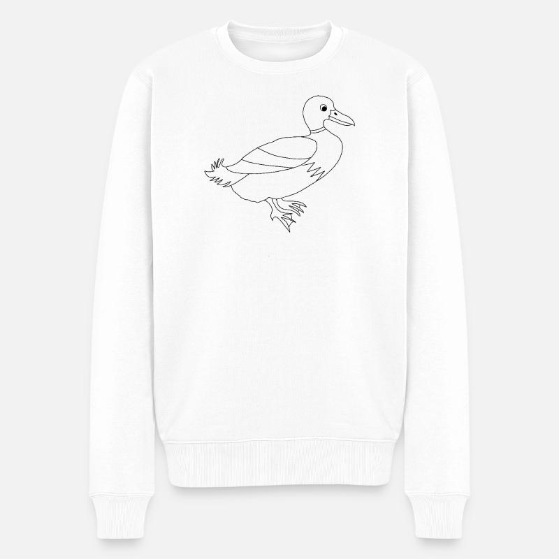 Duck / - Graphique noir et blanc - Pull Premium bio Homme - blanc