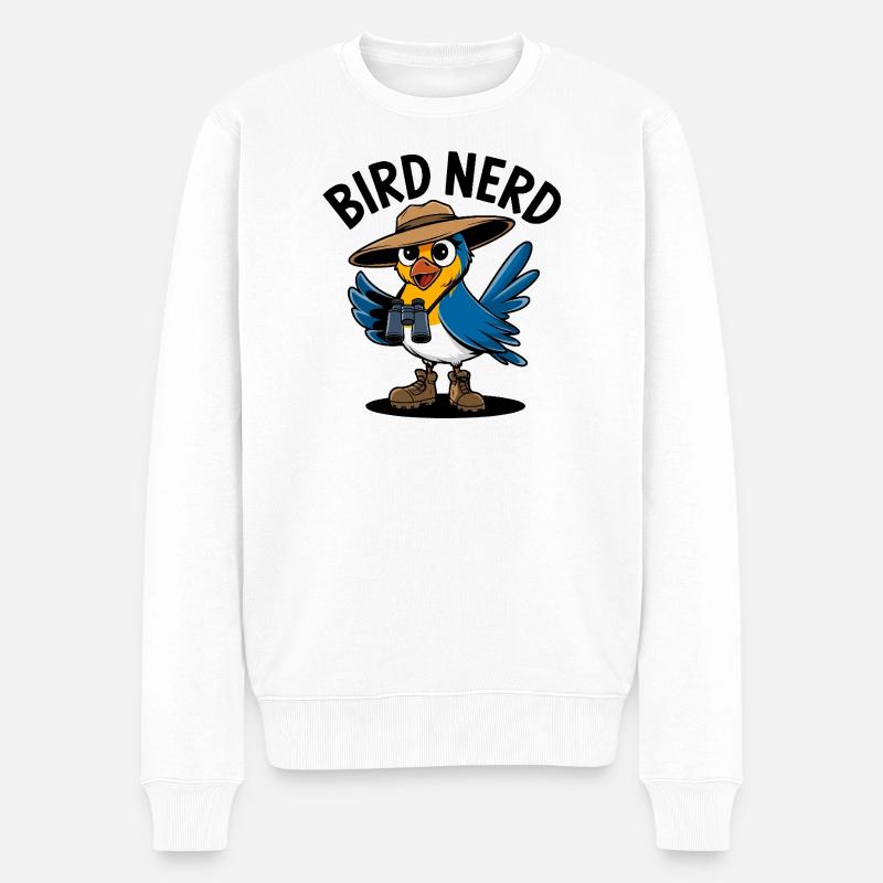 Vogel-Nerd-Entdecker - Männer Premium Bio Pullover - Weiß