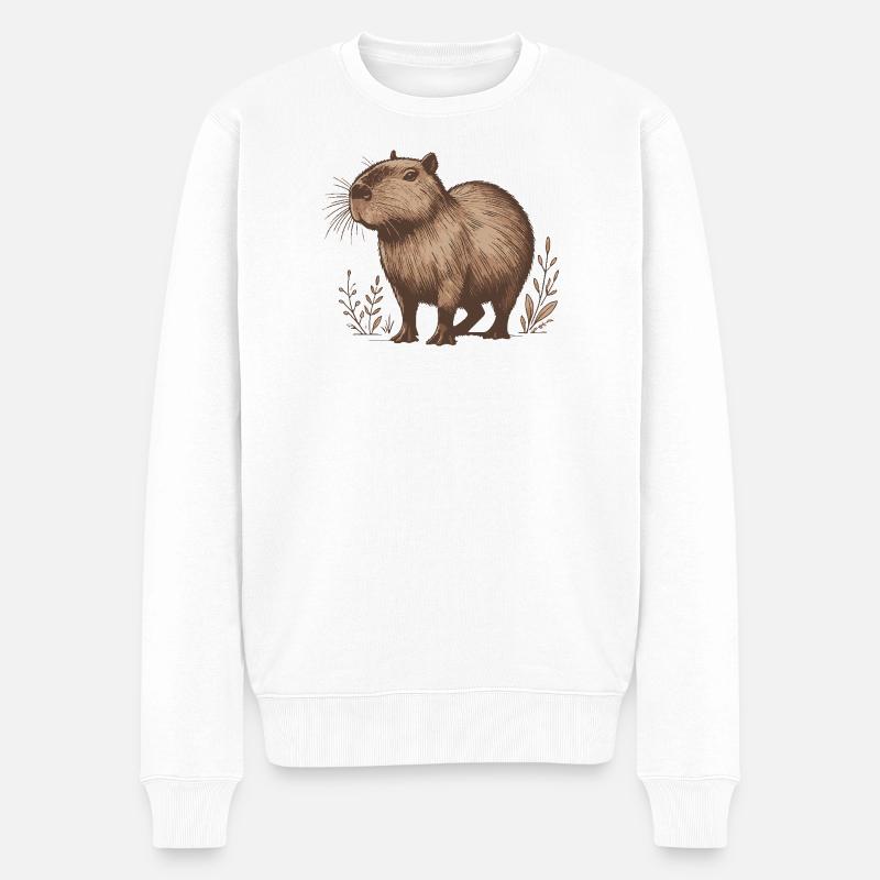 Capybara - Männer Premium Bio Pullover - Weiß