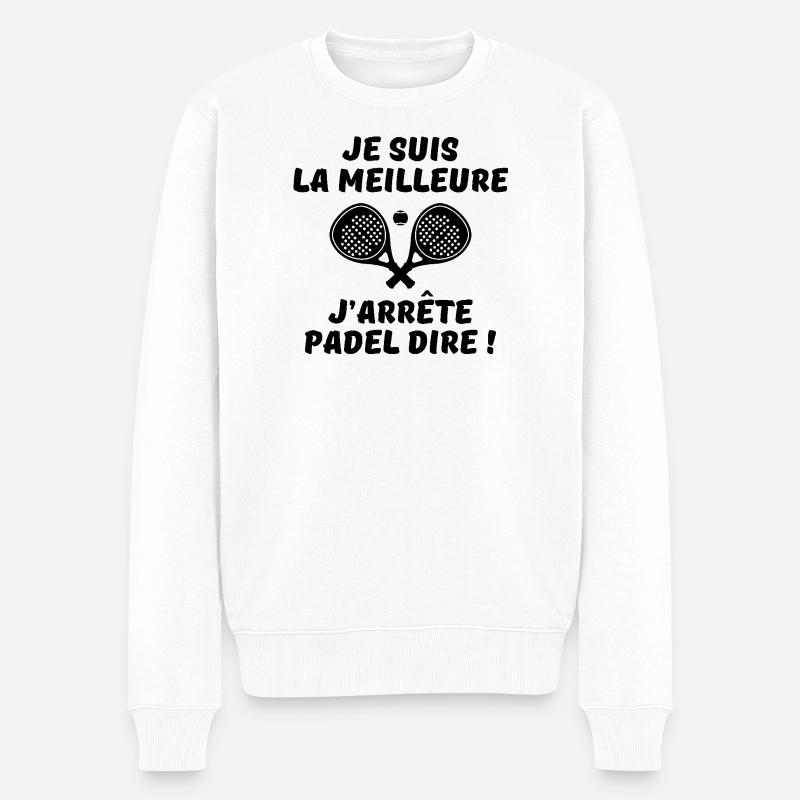Padel, Padel-Fan, Schlägersport - Männer Premium Bio Pullover - Weiß