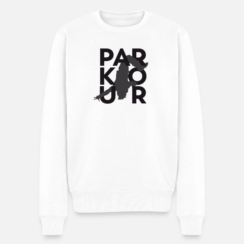 Parkour Backflip dunkel - Männer Premium Bio Pullover - Weiß