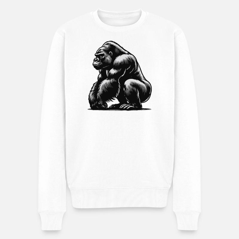 Gorilla - Männer Premium Bio Pullover - Weiß