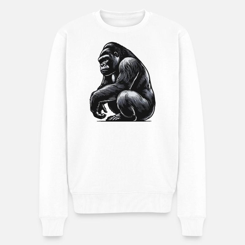 Gorilla - Männer Premium Bio Pullover - Weiß