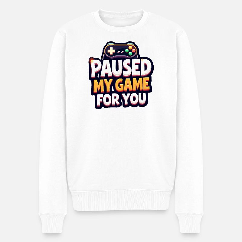 Paused My Game For You - Gaming - Männer Premium Bio Pullover - Weiß