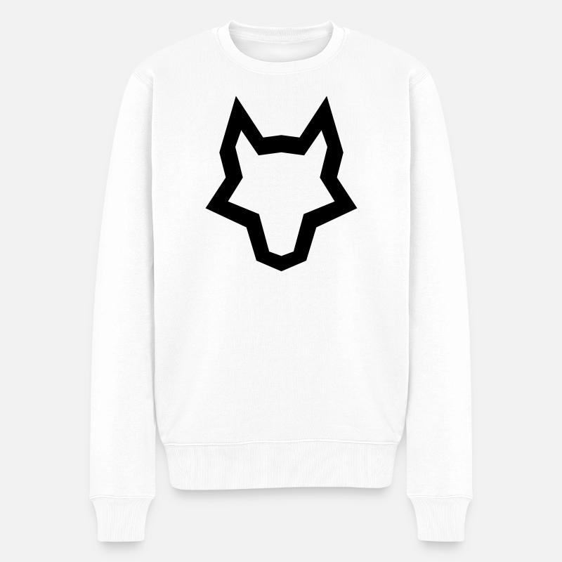 LOGO des Wolfes - Männer Premium Bio Pullover - Weiß
