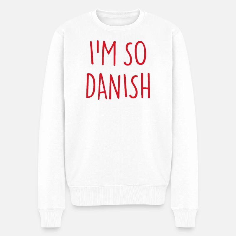 I'M SO DANISH Denmark Dänemark - Männer Premium Bio Pullover - Weiß