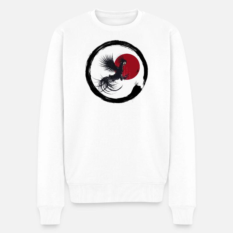 Japanischer Hahn - Männer Premium Bio Pullover - Weiß
