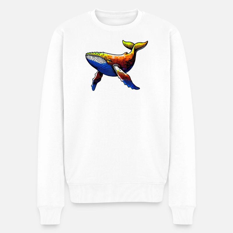 Wal - Männer Premium Bio Pullover - Weiß