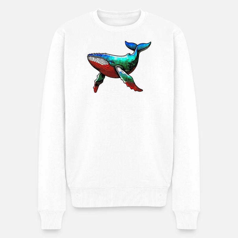 Wal - Männer Premium Bio Pullover - Weiß