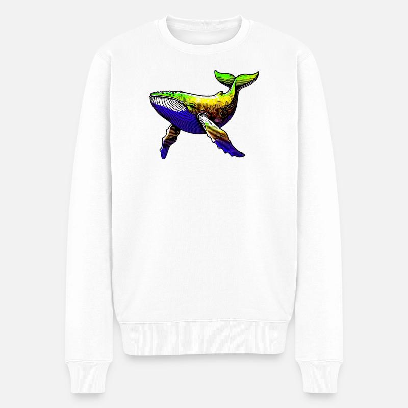 Wal - Männer Premium Bio Pullover - Weiß