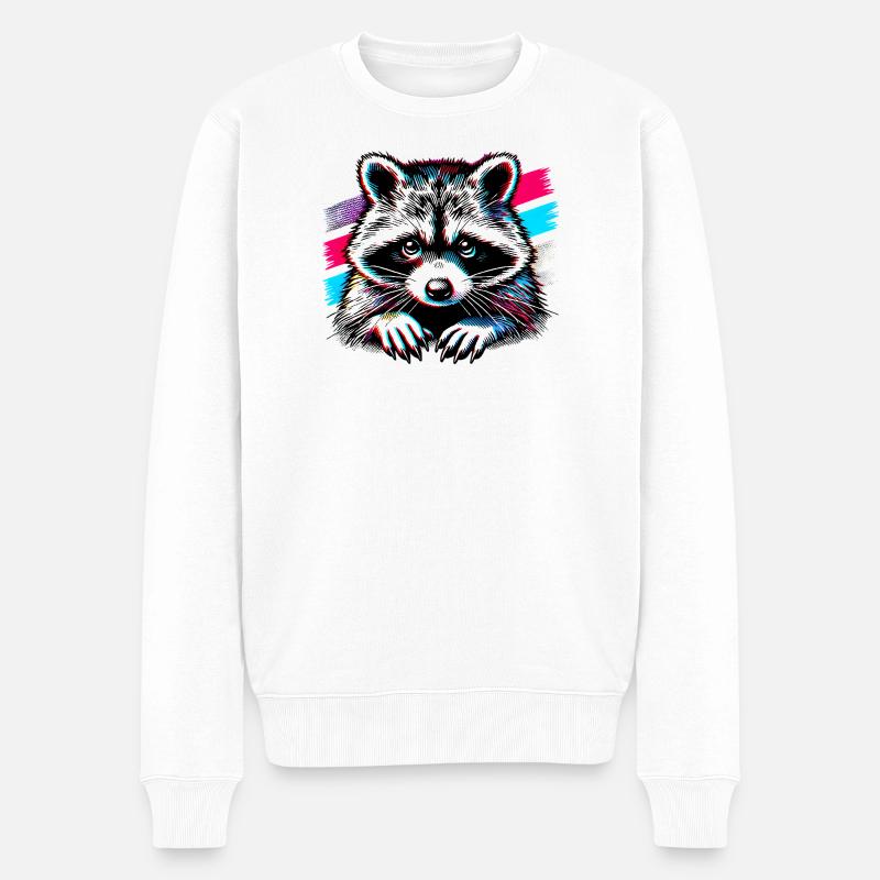 Waschbär - Männer Premium Bio Pullover - Weiß